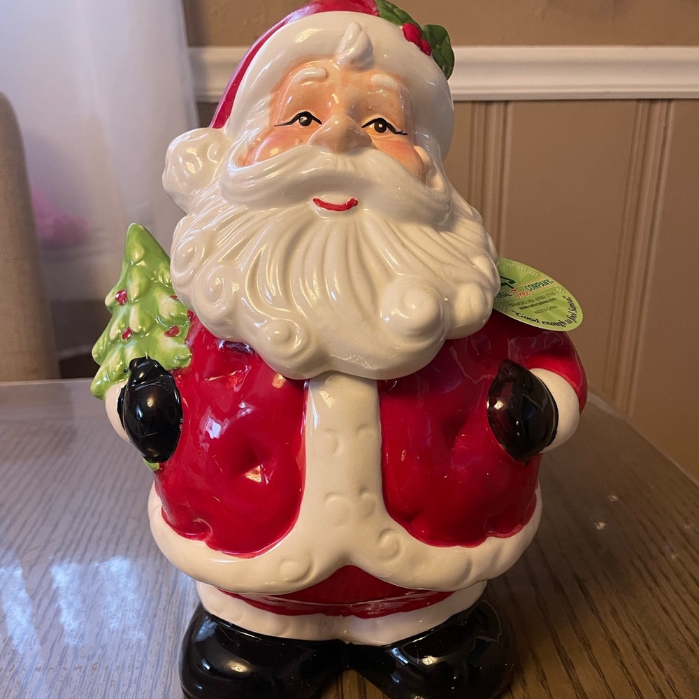 Santa Claus Cookie Jar - Red and White